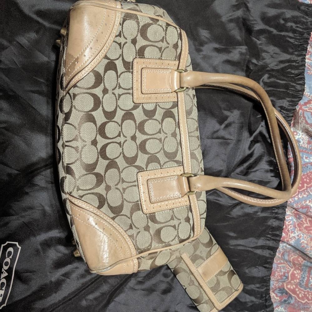 Tan coach purse